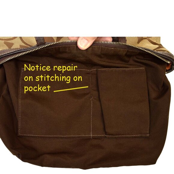 Vintage Coach Brown Monogram Jacquard Shoulder Bag/Purse D1053-F13548 - Picture 7 of 12